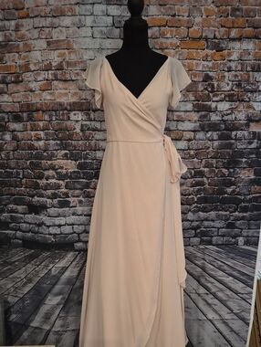 Joanna August Soft Pink Wrap Maxi Dress with Flutter Sleeves NWT SZ XS